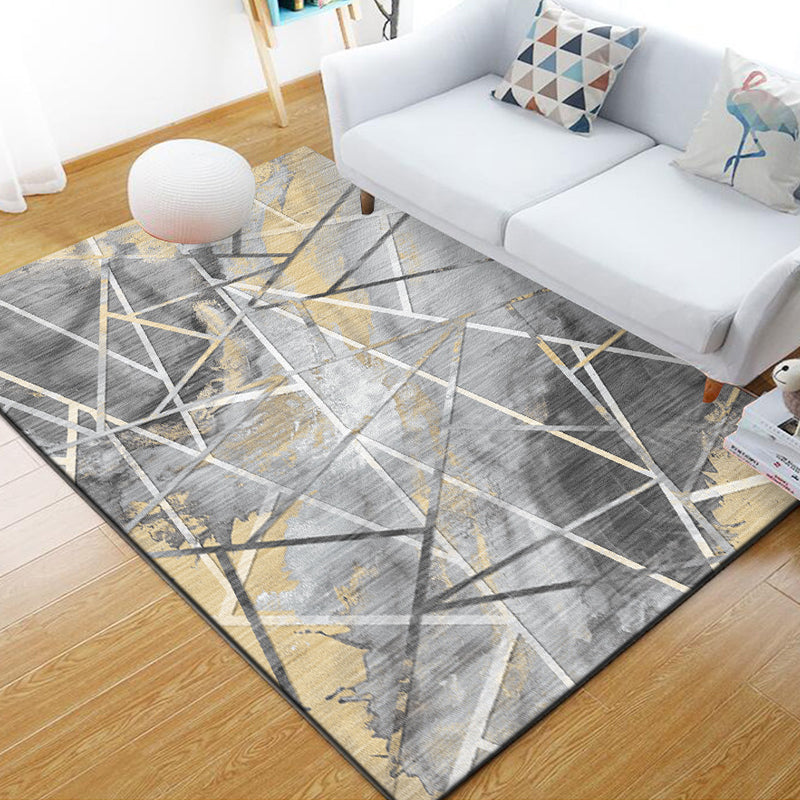 Scandinavian Geometric Rug Multi-Colored Polyster Indoor Rug Non-Slip Backing Pet Friendly Carpet for Decoration