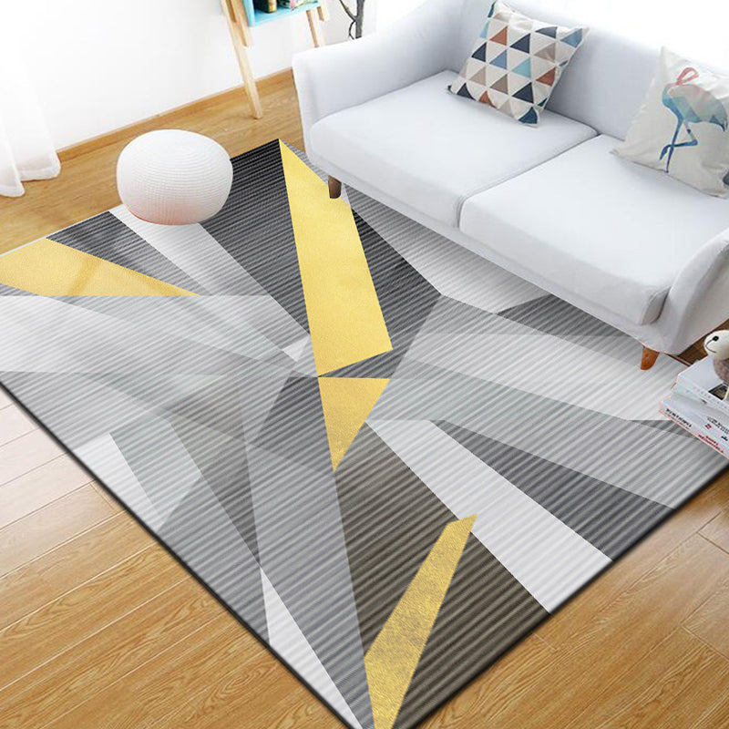 Scandinavian Geometric Rug Multi-Colored Polyster Indoor Rug Non-Slip Backing Pet Friendly Carpet for Decoration
