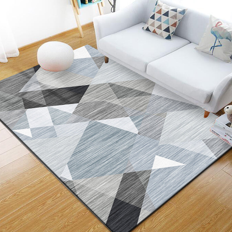 Skandinavischer geometrischer Teppich, mehrfarbiger Polyster-Innenteppich, rutschfeste Rückseite, haustierfreundlicher Teppich zur Dekoration
