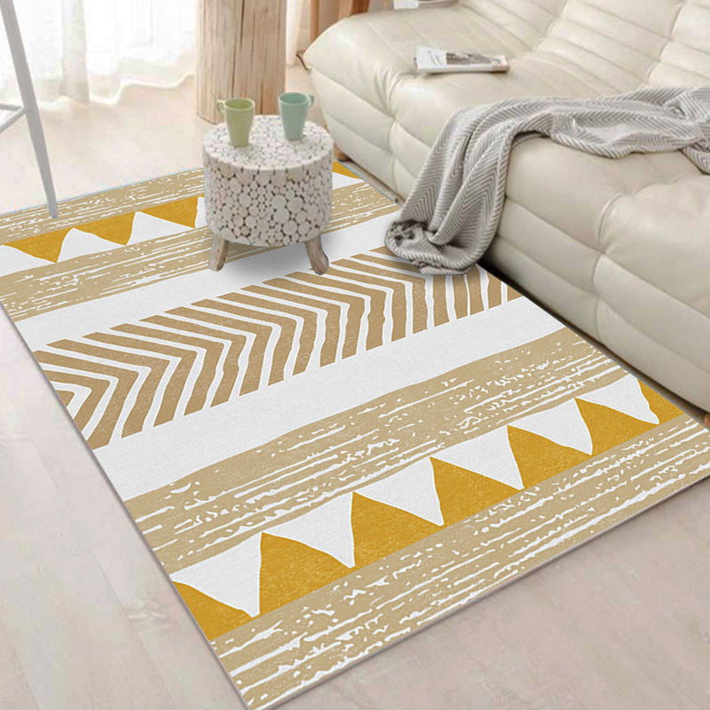 Simple Multicolor Geo Rug Synthetics Nordic Carpet Anti-Slip Pet Friendly Washable Rug for Decor