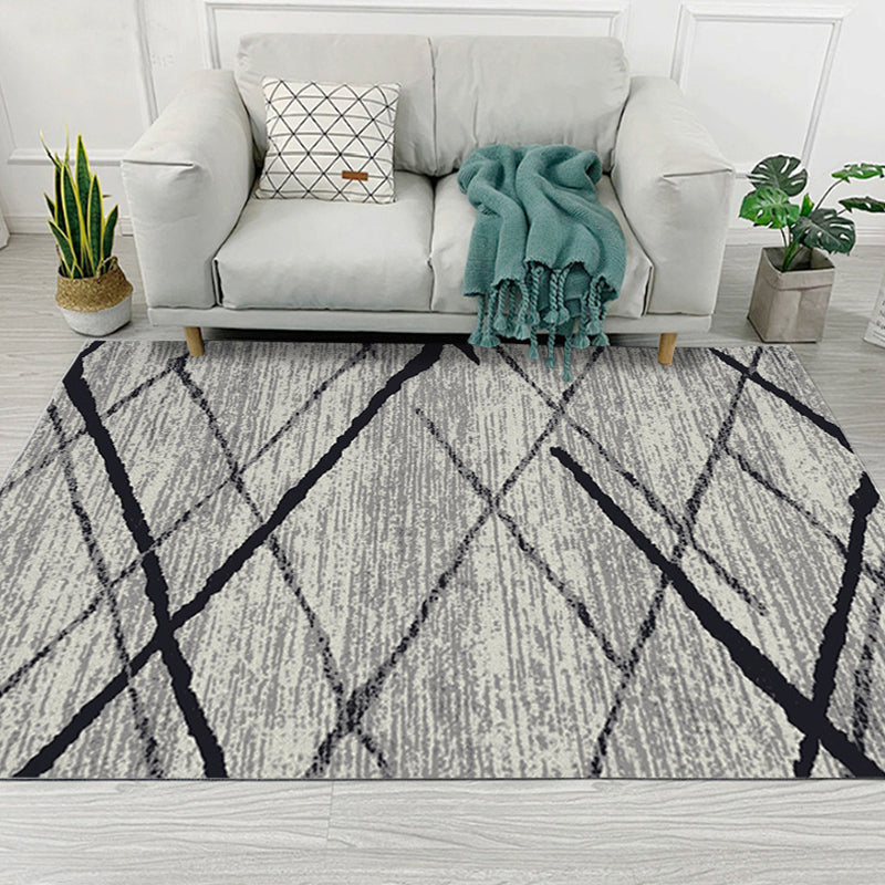 Simple Multicolor Geo Rug Synthetics Nordic Carpet Anti-Slip Pet Friendly Washable Rug for Decor
