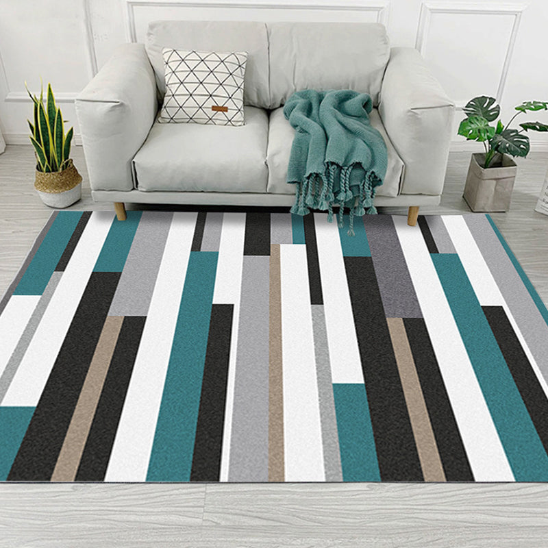 Simple Multicolor Geo Rug Synthetics Nordic Carpet Anti-Slip Pet Friendly Washable Rug for Decor