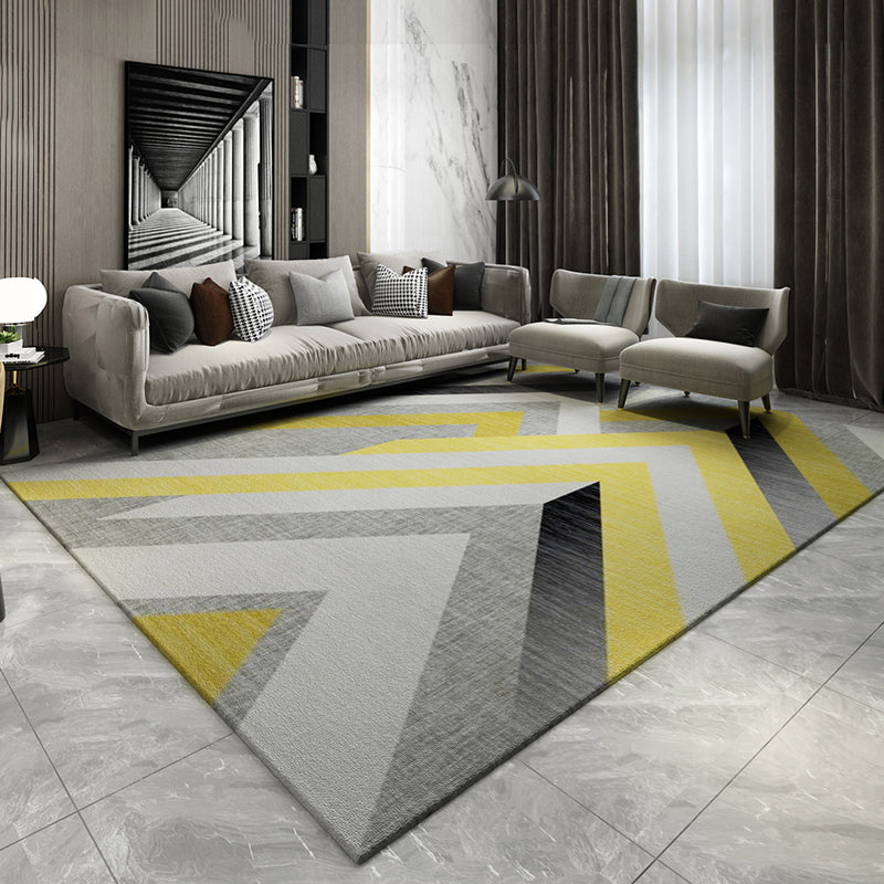 Casual Living Room Rug Multi Colored Geometric Area Rug Polypropylene Non-Slip Machine Washable Carpet