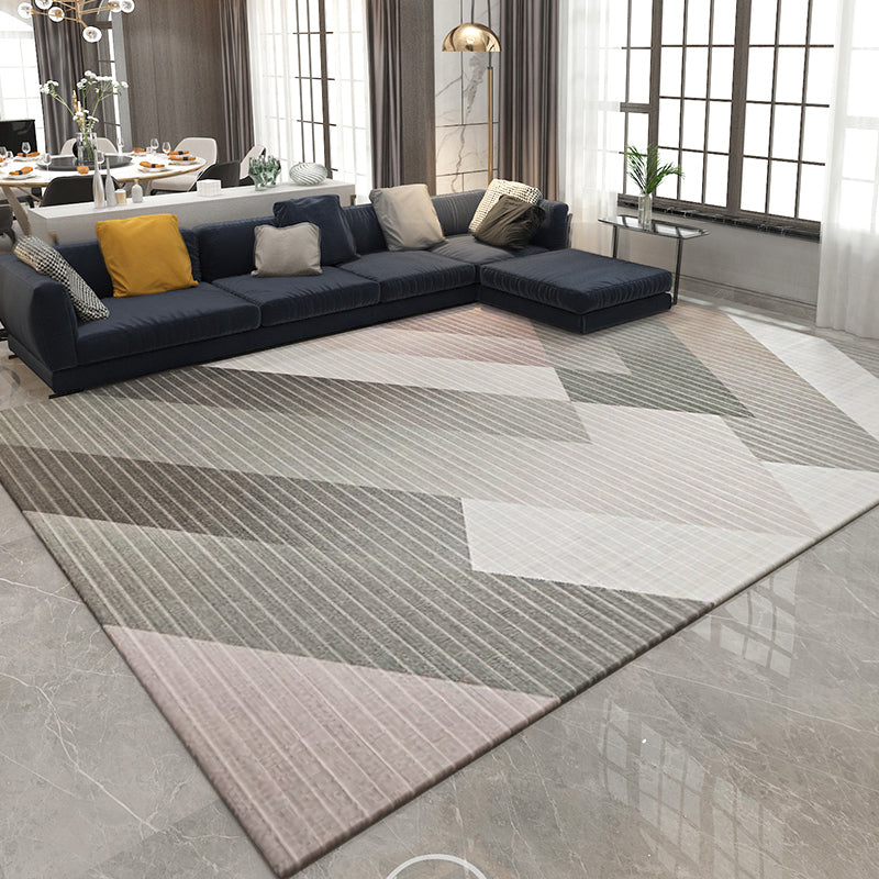 Casual Living Room Rug Multi Colored Geometric Area Rug Polypropylene Non-Slip Machine Washable Carpet