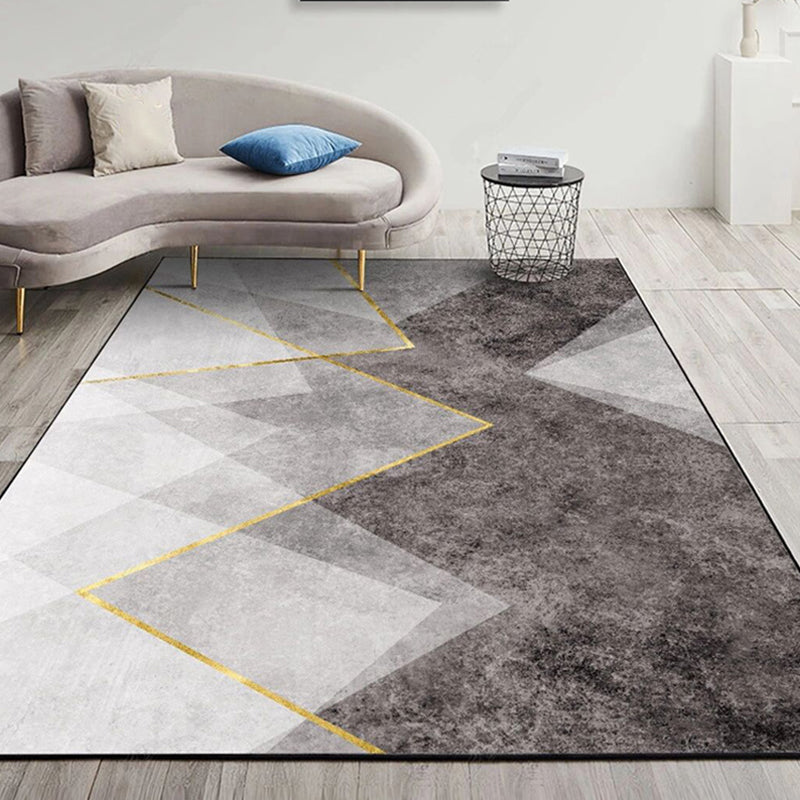 Multicolored Modern Rug Polyster Geometric Printed Area Carpet Non-Slip Backing Washable Indoor Rug for Bedroom