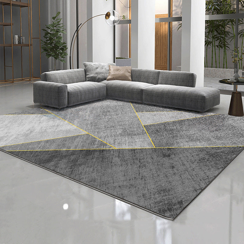 Multicolored Modern Rug Polyster Geometric Printed Area Carpet Non-Slip Backing Washable Indoor Rug for Bedroom