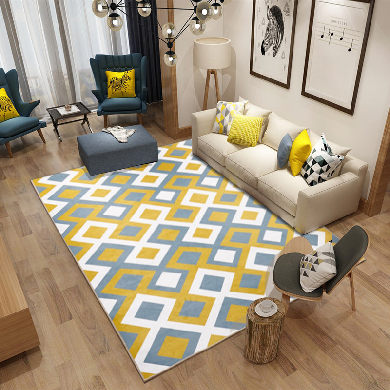 Relaxing Decoration Rug Multi Colored Geometric Printed Carpet Polyster Anti-Slip Pet Friendly Rug