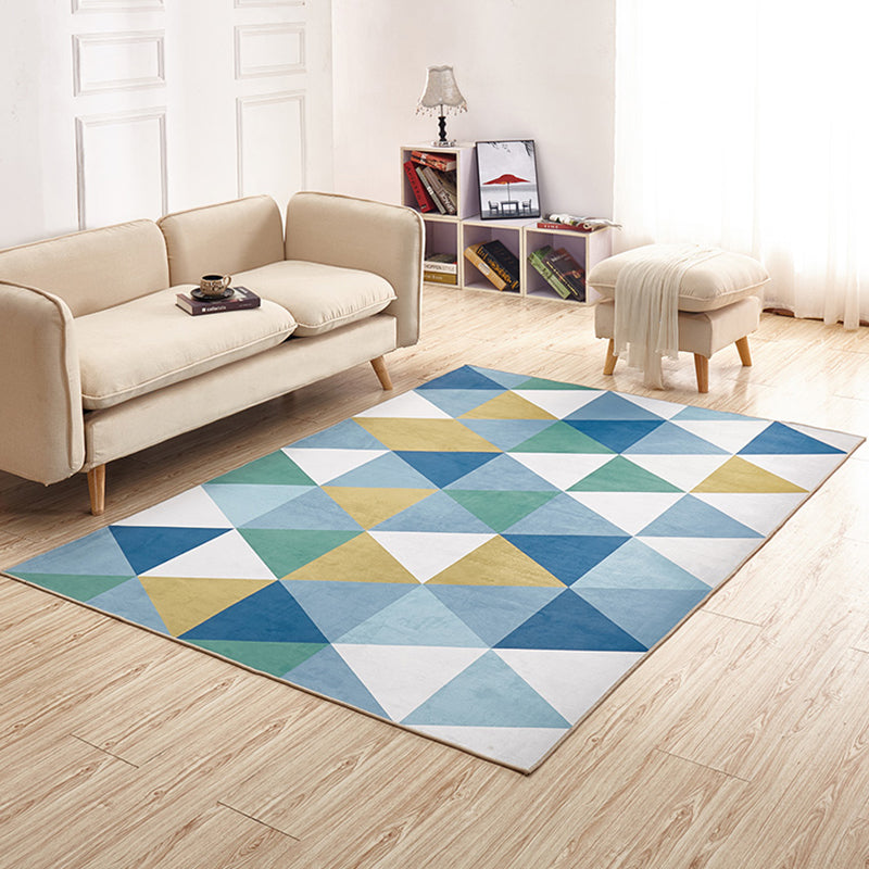 Relaxing Decoration Rug Multi Colored Geometric Printed Carpet Polyster Anti-Slip Pet Friendly Rug