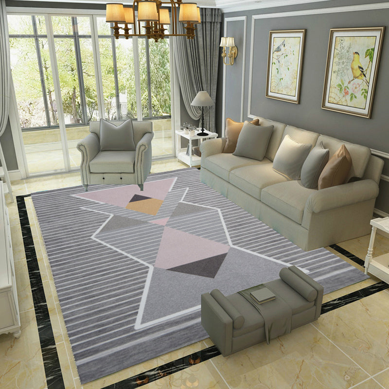 Relaxing Decoration Rug Multi Colored Geometric Printed Carpet Polyster Anti-Slip Pet Friendly Rug