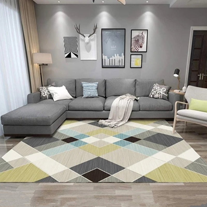 Relaxing Decoration Rug Multi Colored Geometric Printed Carpet Polyster Anti-Slip Pet Friendly Rug