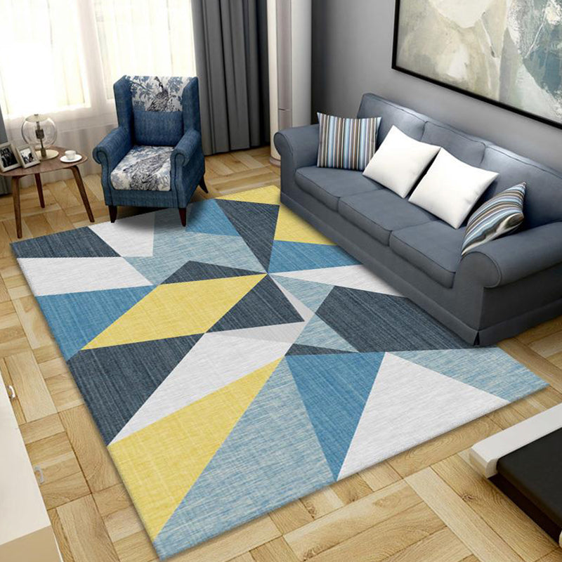 Modern Home Decoration Rug Multi Colored Geometric Print Area Carpet Polyster Anti-Slip Pet Friendly Rug