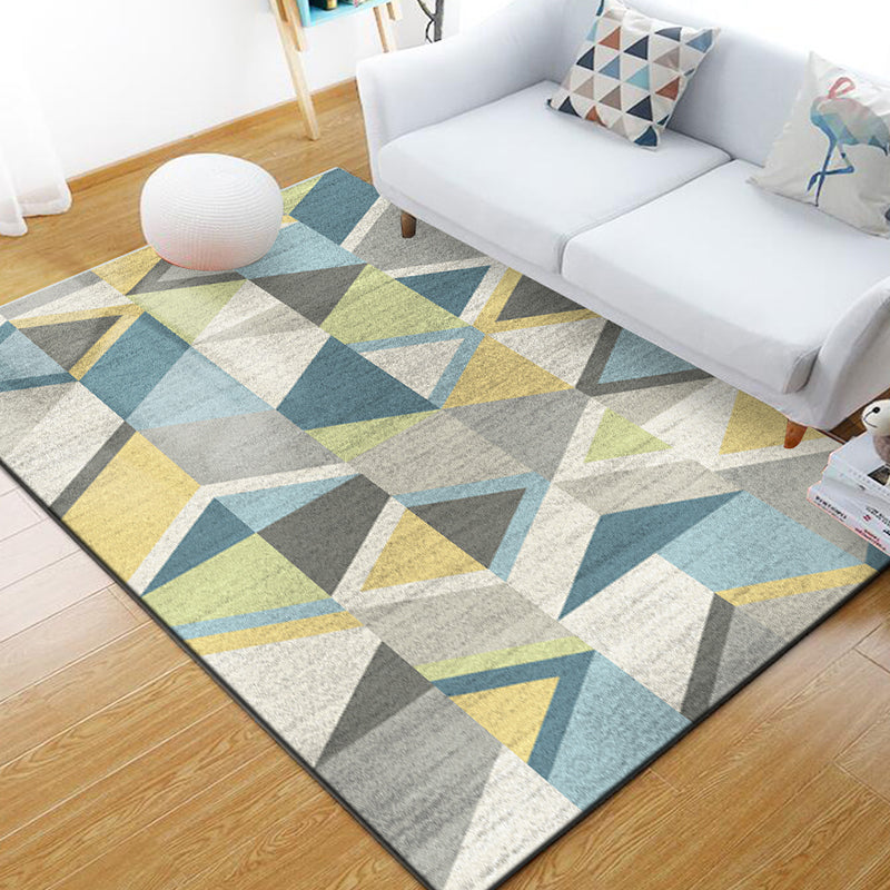 Modern Home Decoration Rug Multi Colored Geometric Print Area Carpet Polyster Anti-Slip Pet Friendly Rug