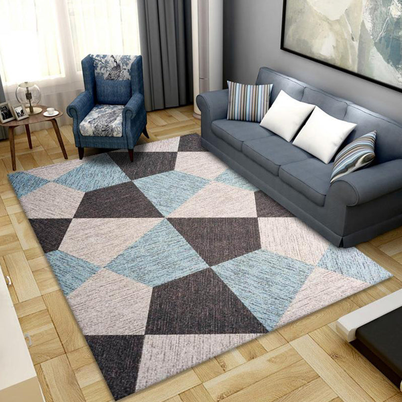 Modern Home Decoration Rug Multi Colored Geometric Print Area Carpet Polyster Anti-Slip Pet Friendly Rug