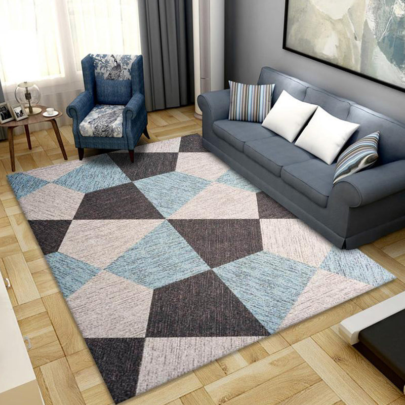 Modern Home Decoration Rug Multi Colored Geometric Print Area Carpet Polyster Anti-Slip Pet Friendly Rug