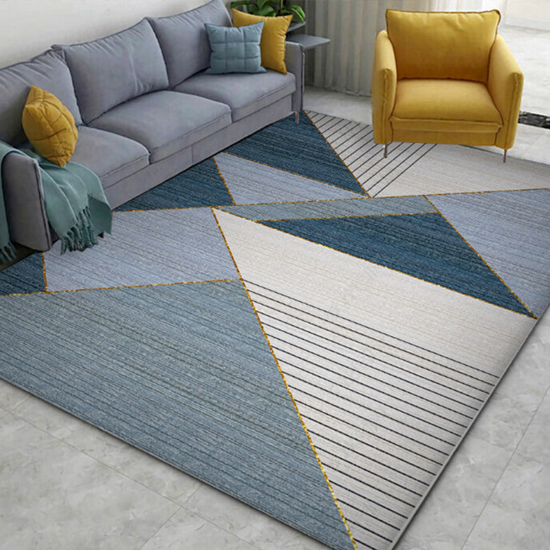 Modern Home Decoration Rug Multi Colored Geometric Print Area Carpet Polyster Anti-Slip Pet Friendly Rug