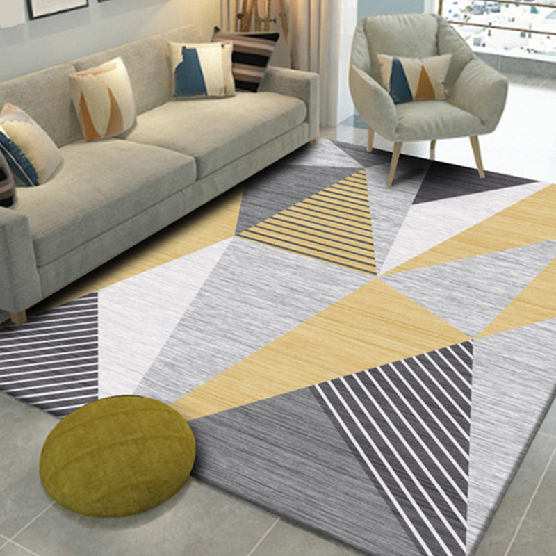 Modern Home Decoration Rug Multi Colored Geometric Print Area Carpet Polyster Anti-Slip Pet Friendly Rug