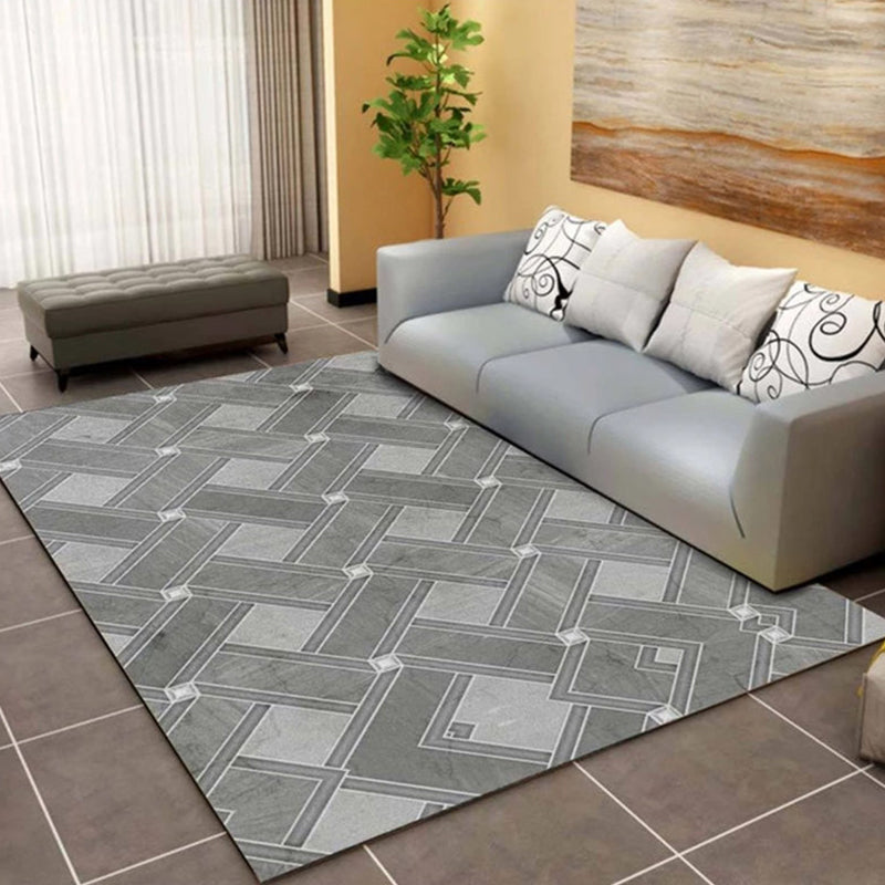 Modern Living Room Rug Multi Color Geometric Print Area Carpet Synthetics Non-Slip Backing Easy Care Rug