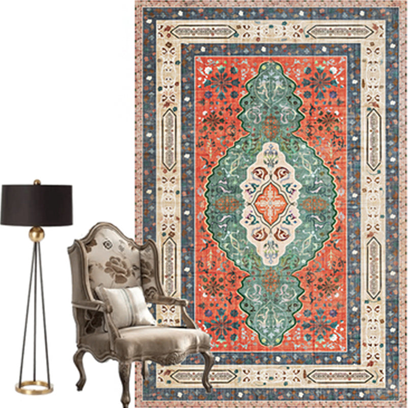 Moroccan Parlor Rug Multi Colored Geometric Patterned Area Carpet Polypropylene Anti-Slip Easy Care Rug