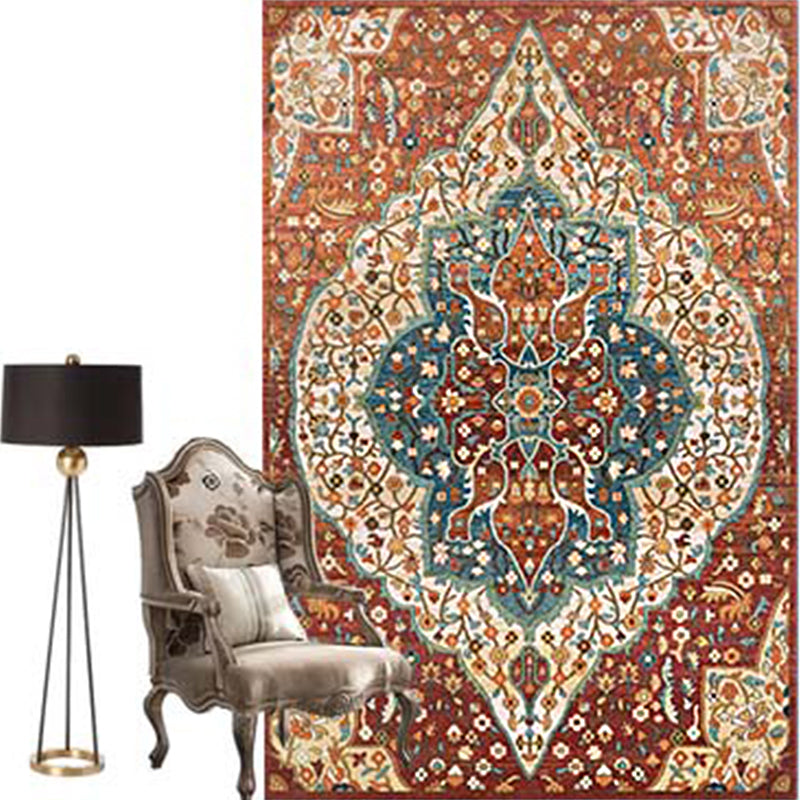 Moroccan Parlor Rug Multi Colored Geometric Patterned Area Carpet Polypropylene Anti-Slip Easy Care Rug