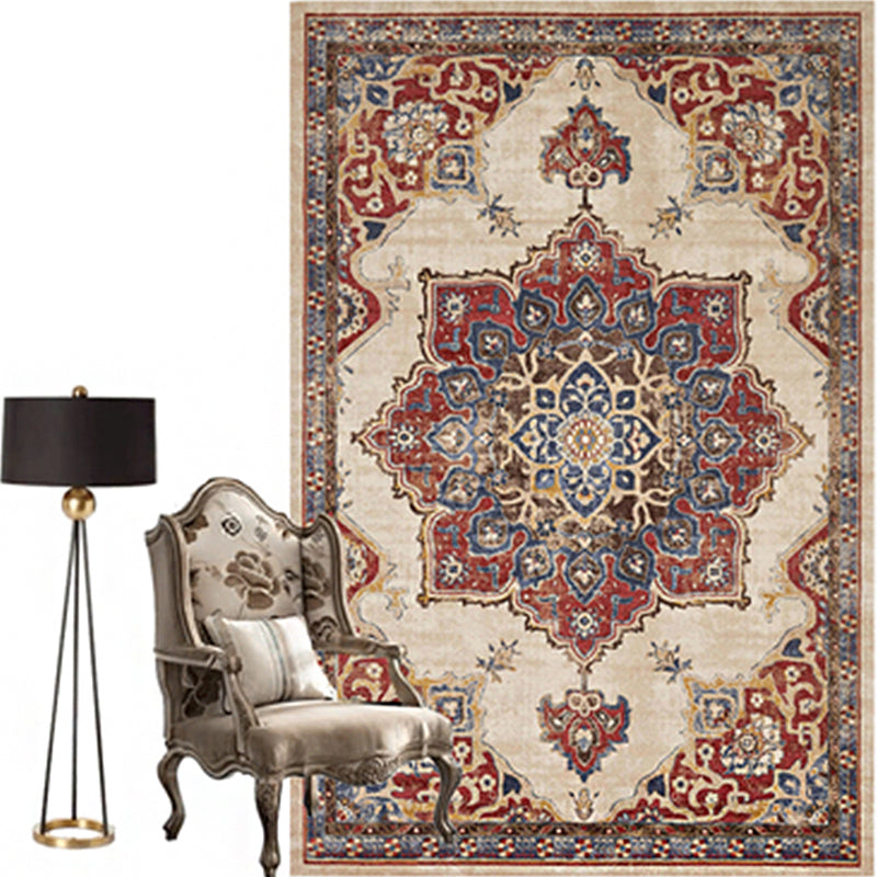 Moroccan Parlor Rug Multi Colored Geometric Patterned Area Carpet Polypropylene Anti-Slip Easy Care Rug