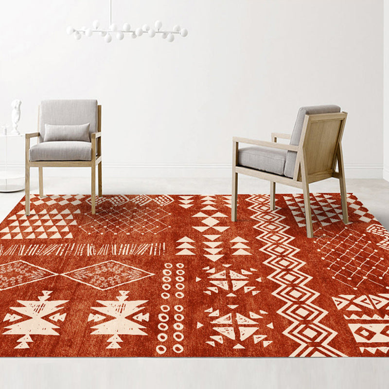 Western Living Room Rug Multicolored Geo Printed Area Carpet Synthetics Non-Slip Backing Pet Friendly Rug
