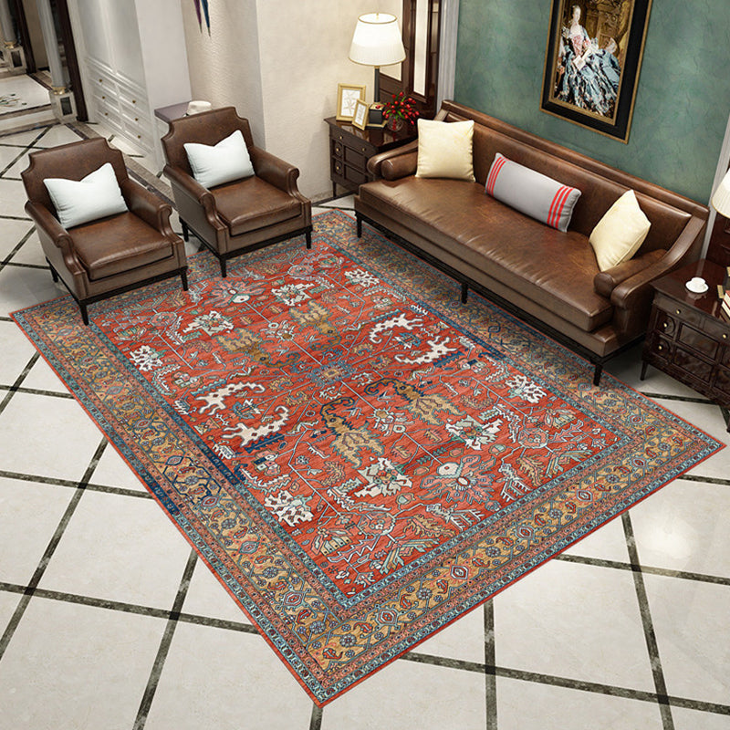Western Living Room Rug Multicolored Geo Printed Area Carpet Synthetics Non-Slip Backing Pet Friendly Rug