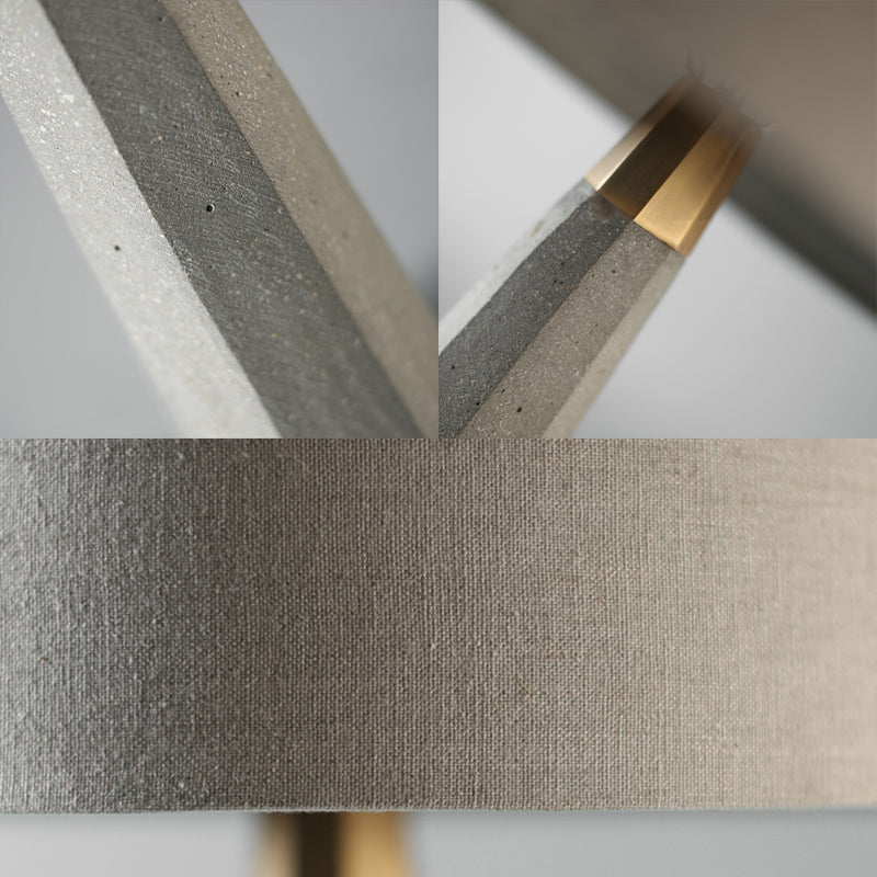 Drum Fabric Table Lighting Simple 1 Light Study Room Table Lamp with Grey Tapered Cement Base
