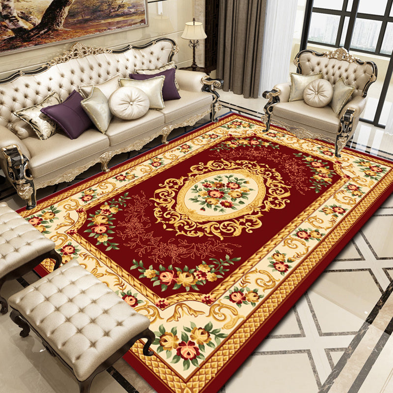 Alfombra retro con estampado floral Multi-Color Rug Rug Anti-Slip Máter de interiores lavable para salón para salón