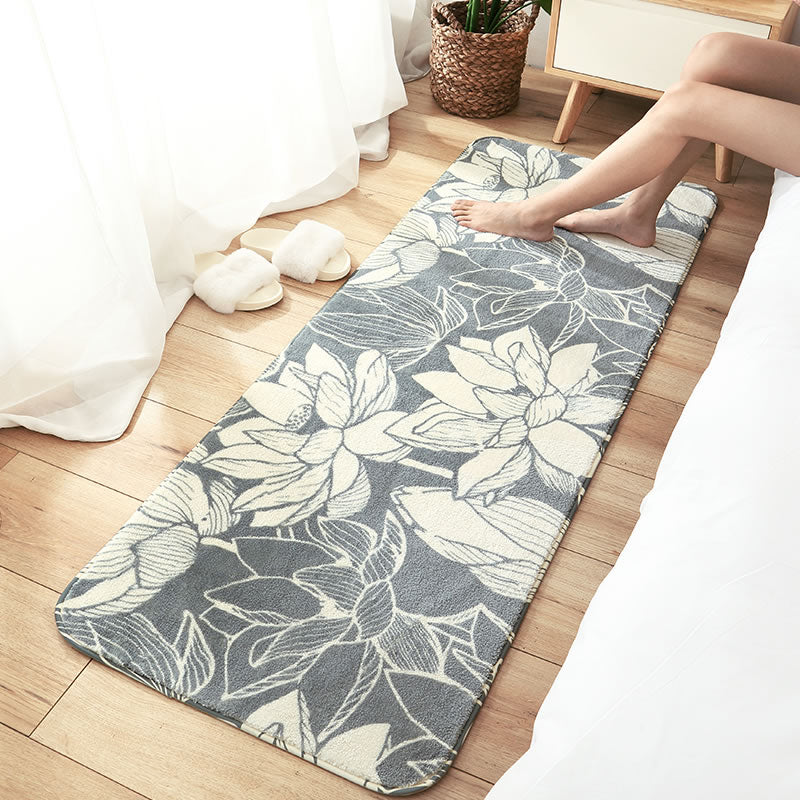 Calming Bedroom Rug Multi Color Floral Printed Area Rug Cotton Blend Stain-Resistant Pet Friendly Carpet