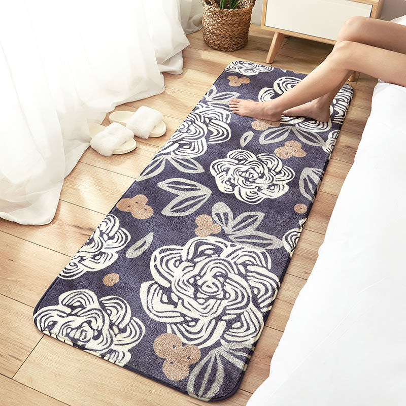 Calming Bedroom Rug Multi Color Floral Printed Area Rug Cotton Blend Stain-Resistant Pet Friendly Carpet