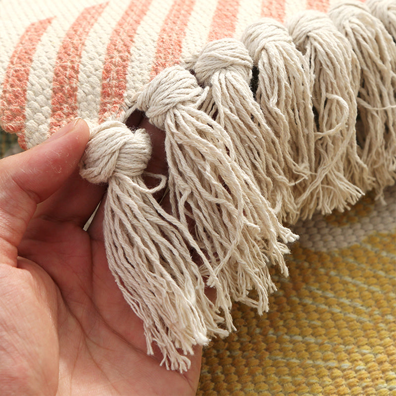 Multi Colored Nordic Rug Cotton Blend Flower Printed Area Carpet Easy Care Pet Friendly Indoor Rug for Room