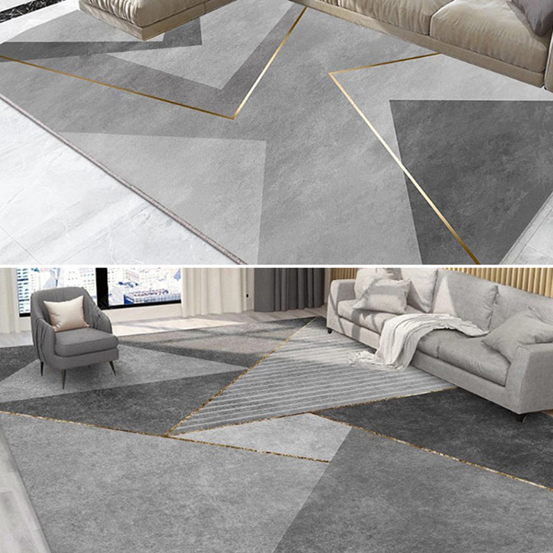 Simplicity Living Room Rug Multi Colored Geometric Print Carpet Polyster Non-Slip Machine Washable Indoor Rug