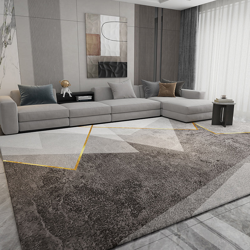 Simplicity Living Room Rug Multi Colored Geometric Print Carpet Polyster Non-Slip Machine Washable Indoor Rug