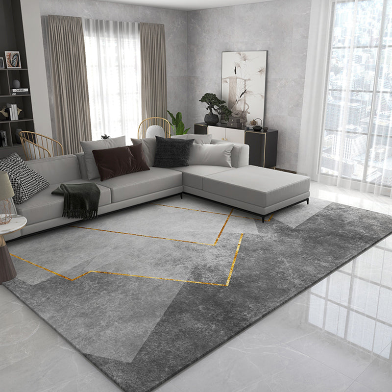 Simplicity Living Room Rug Multi Colored Geometric Print Carpet Polyster Non-Slip Machine Washable Indoor Rug