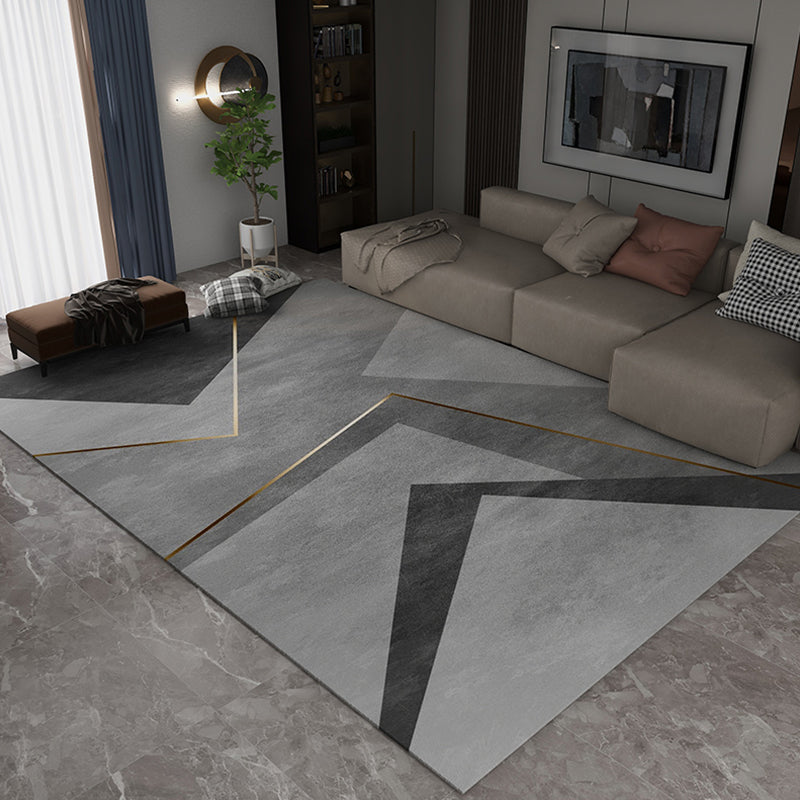 Simplicity Living Room Rug Multi Colored Geometric Print Carpet Polyster Non-Slip Machine Washable Indoor Rug