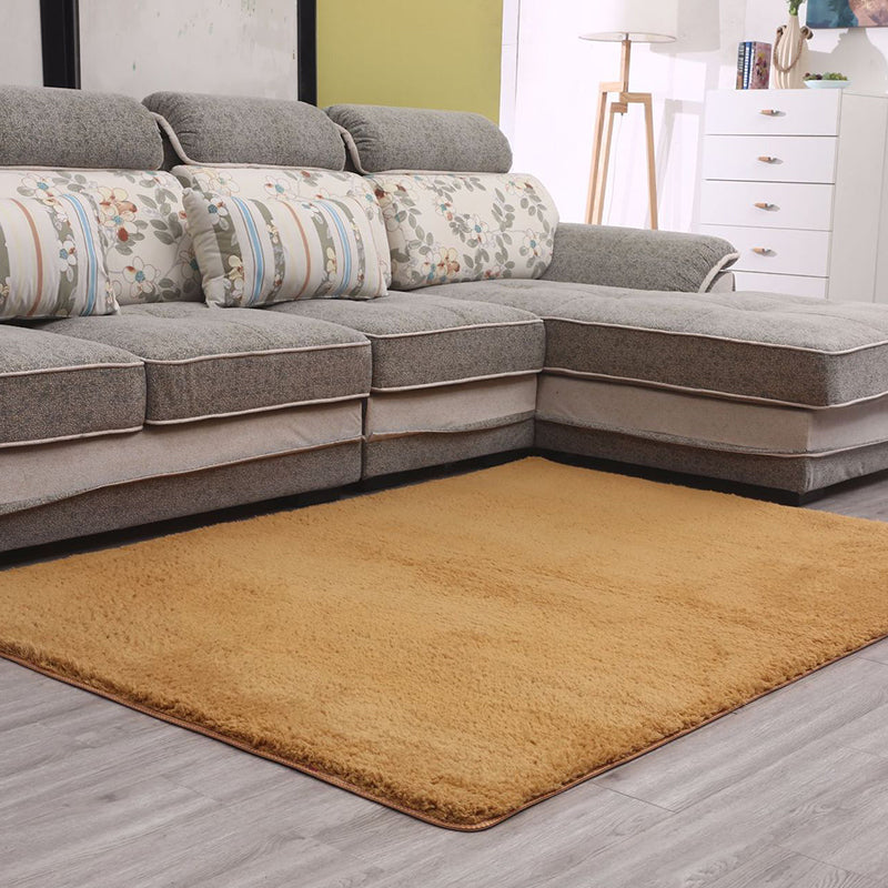 Simple Living Room Rug Multi-Color Solid Color Area Carpet Lamb Wool Non-Slip Easy Care Indoor Rug