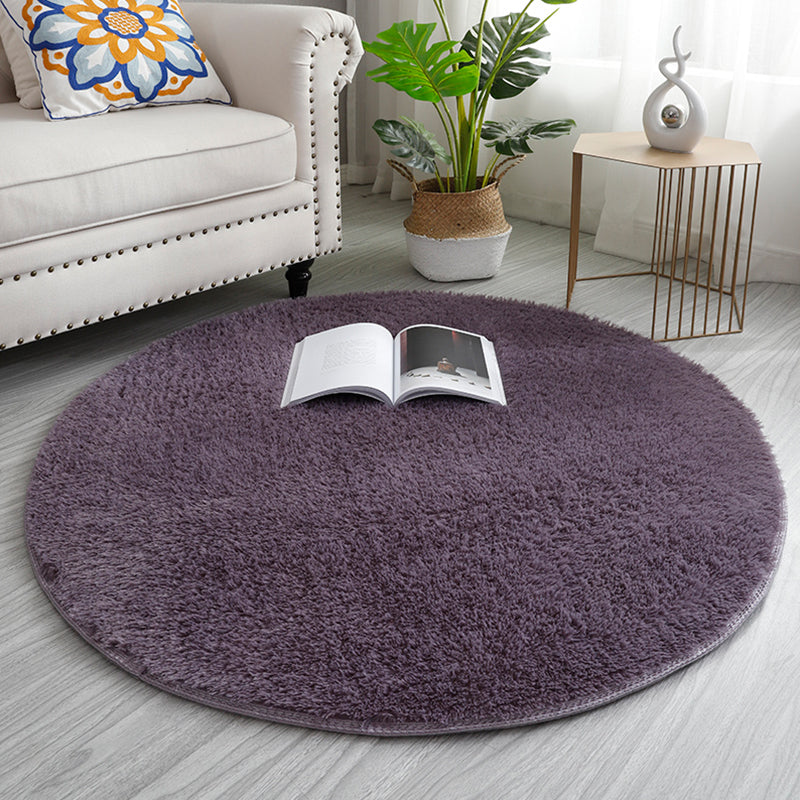 Simplicity Living Room Rug Multi Colored Solid Color Indoor Rug Cotton Blend Non-Slip Backing Easy Care Carpet