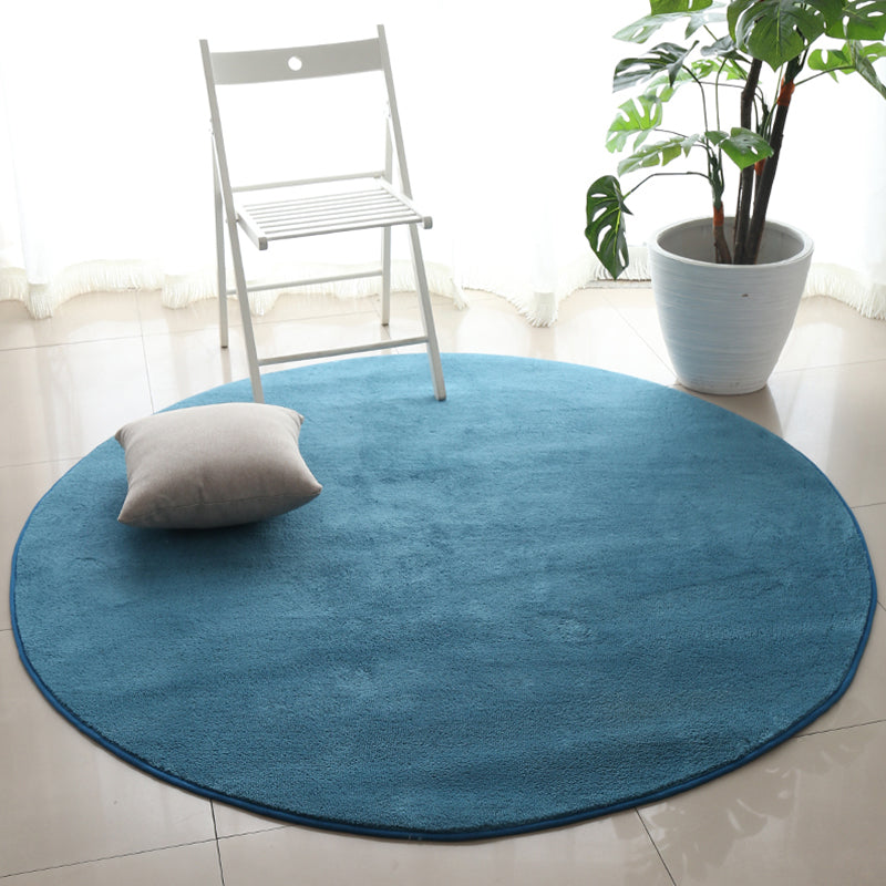 Contemporary Living Room Rug Multi Color Solid Color Area Carpet Polyster Non-Slip Backing Easy Care Rug