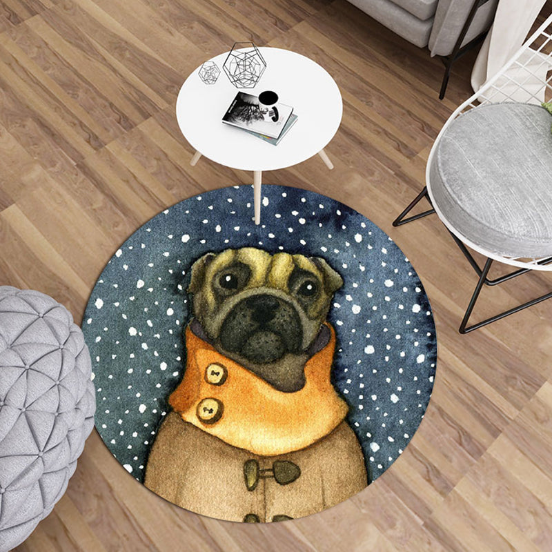 Modern Living Room Rug Multi Color Animal Printed Rug Polyster Non-Slip Backing Easy Care Carpet