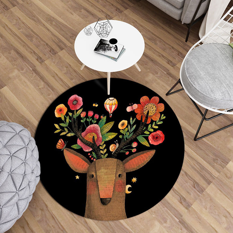 Modern Living Room Rug Multi Color Animal Printed Rug Polyster Non-Slip Backing Easy Care Carpet