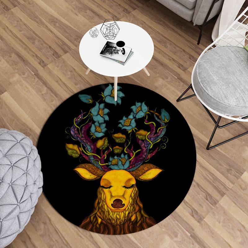 Modern Living Room Rug Multi Color Animal Printed Rug Polyster Non-Slip Backing Easy Care Carpet