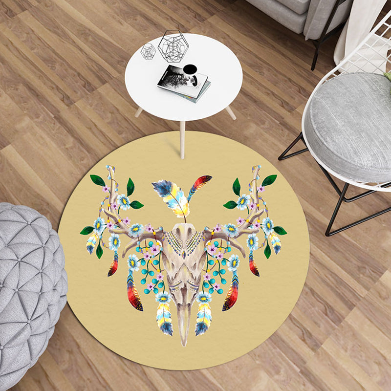 Modern Living Room Rug Multi Color Animal Printed Rug Polyster Non-Slip Backing Easy Care Carpet