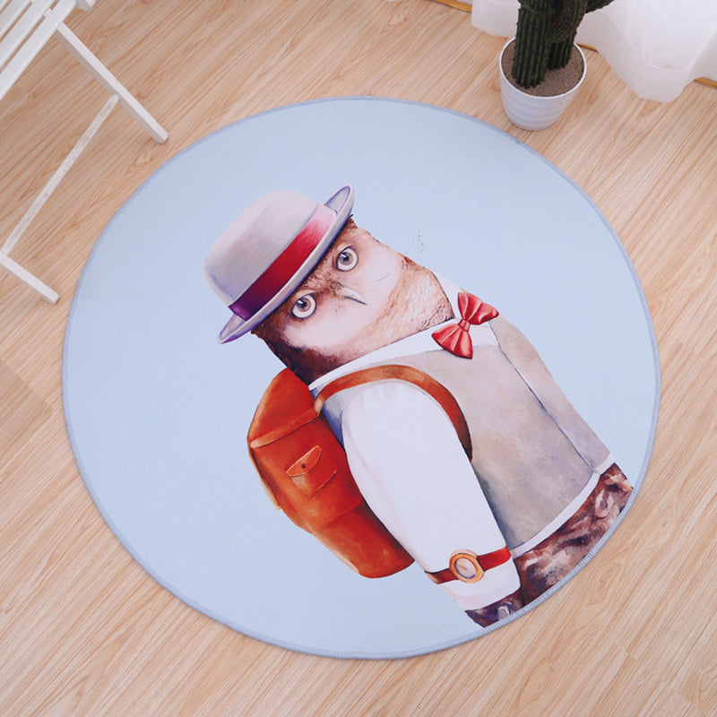 Cute Bedroom Rug Multi Color Anmial Printed Area Carpet PVC Easy Care Stain-Resistant Indoor Rug