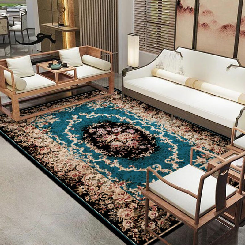 Modern Floral Printed Rug Multi Color Polypropylene Indoor Rug Non-Slip Backing Easy Care Area Carpet for Room
