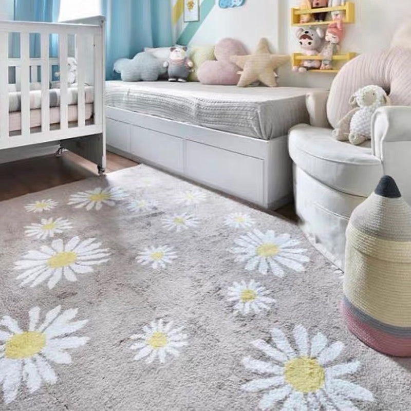 Country Floral Printed Rug Multi Color Polypropylene Indoor Rug Non-Slip Backing Easy Care Carpet for Room