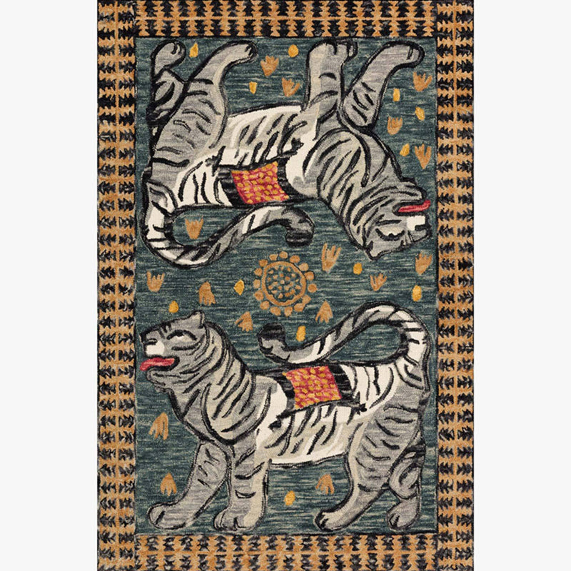 Vintage Home Decor Rug Multi Color Animal Pattern Indoor Rug Polyster Non-Slip Backing Washable Carpet