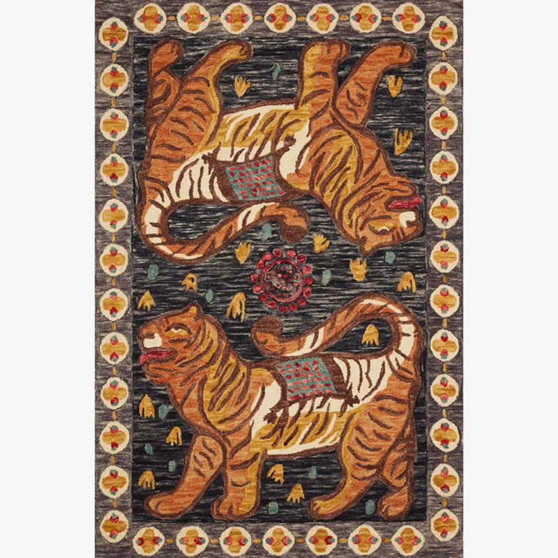 Vintage Home Decor Rug Multi Color Animal Pattern Indoor Rug Polyster Non-Slip Backing Washable Carpet