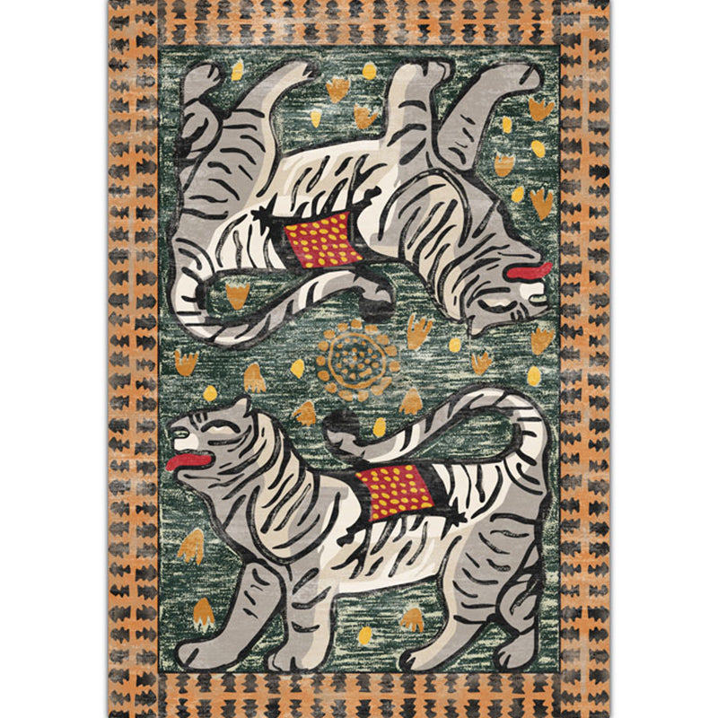 Vintage-Heimdekor-Teppich, mehrfarbig, Tiermuster, Innenteppich, Polyester, rutschfeste Rückseite, waschbarer Teppich