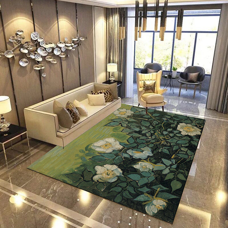 Formal Living Room Rug Multi Color Geometric Print Carpet Polyster Non-Slip Machine Washable Rug