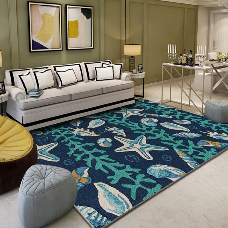 Formal Living Room Rug Multi Color Geometric Print Carpet Polyster Non-Slip Machine Washable Rug